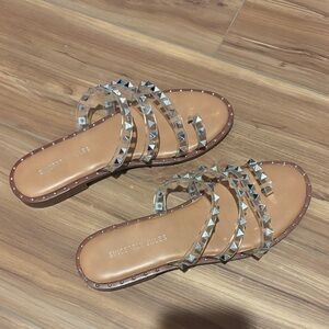 Sincerely Jules Tan Sandals with Silver Studs